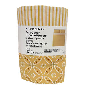 IKEA HAMNSENAP Full/Queen Duvet Cover Set Yellow Floral Reversible-NEW